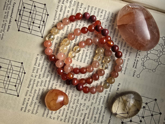 Manifestation Bracelet | Stackable Gemstone Bracelet | Gemstone Healing Bracelet | Carnelian, Citrine, Mookaite, AAA Sunstone | Handmade