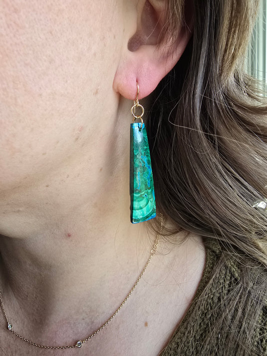 Chrysocolla & Malachite Earrings – Banded Stone Drop Earrings Sacred Sol Design