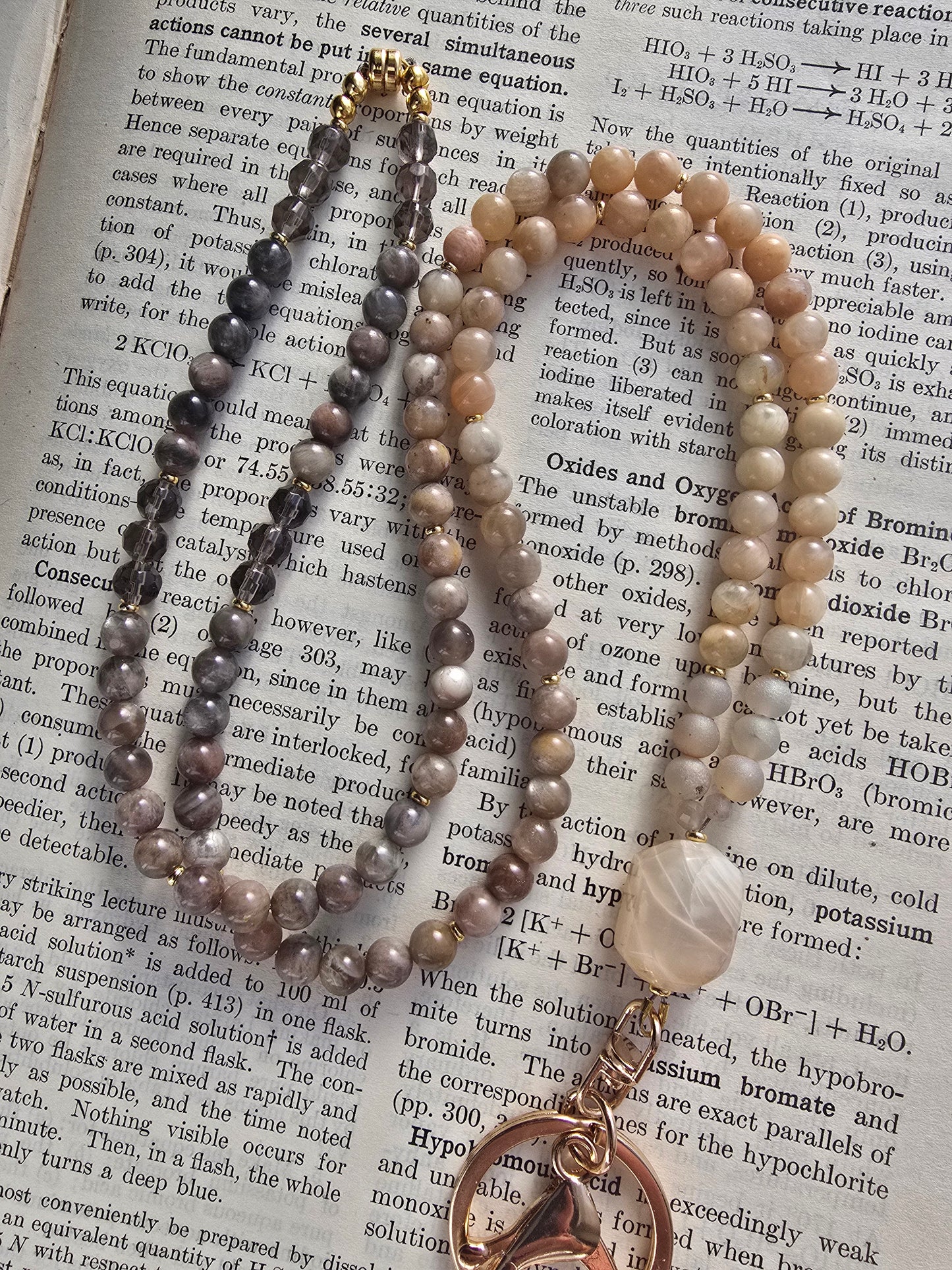 Custom for Amelia - Chocolate Moonstone & Smoky Quartz Glass beading Sacred Sol Design