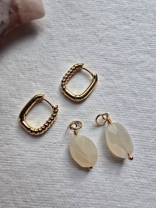 Faceted Moonstone Drop Charm
