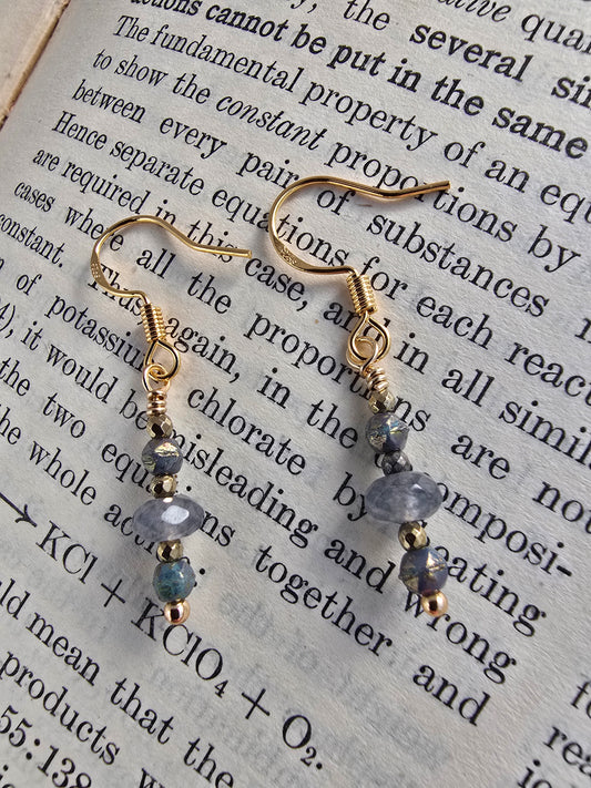 Grey Jade & Gold Drop Earrings Sacred Sol Design