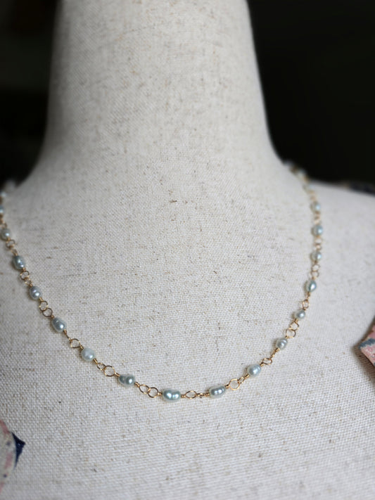 Sea Mist Freshwater Pearl Necklace Sacred Sol Design