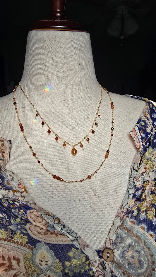 Hessonite Garnet Layered Necklace Sacred Sol Design