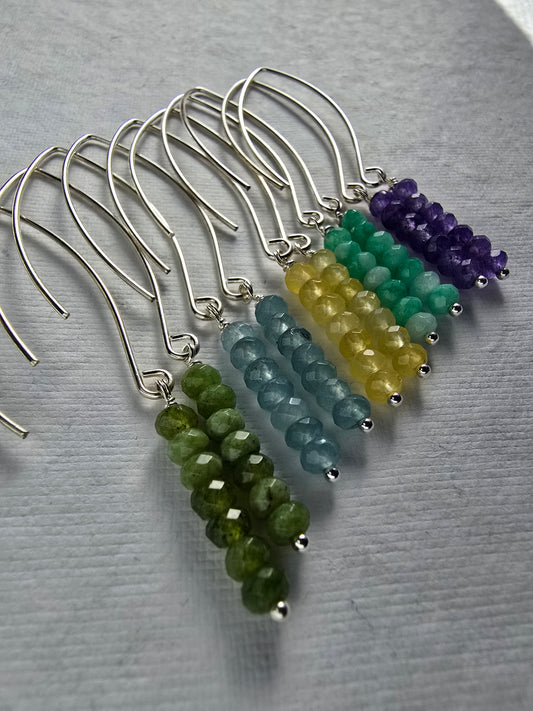 Faceted Gemstone & Silver Kidney Wire Dangles Sacred Sol Design