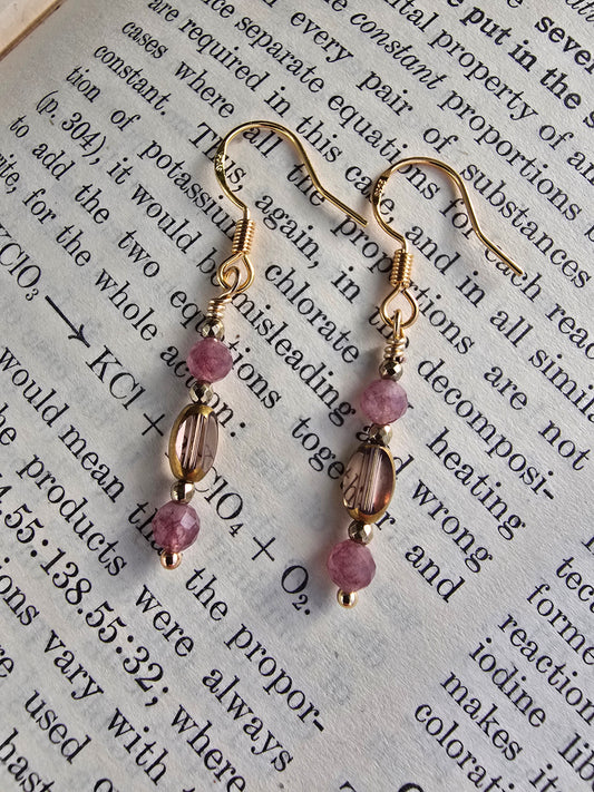 Dainty Rose & Gold Drop Earrings Sacred Sol Design