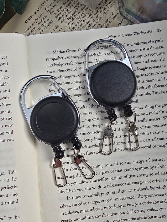 Dual-Function Retractable Badge Reel (Double-Headed) Sacred Sol Design