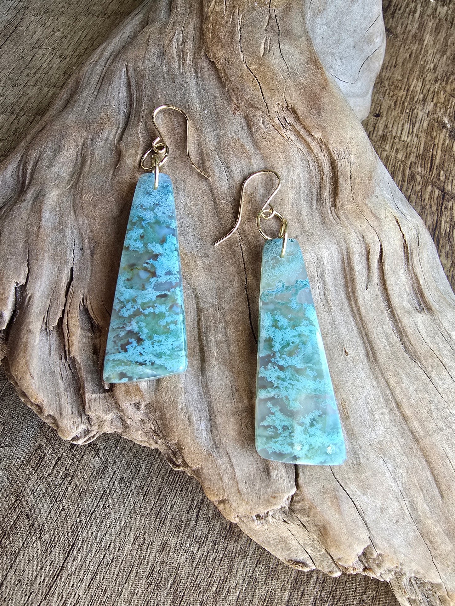 Moss Agate Earrings – Soft Aqua Green Natural Stone Drops Sacred Sol Design