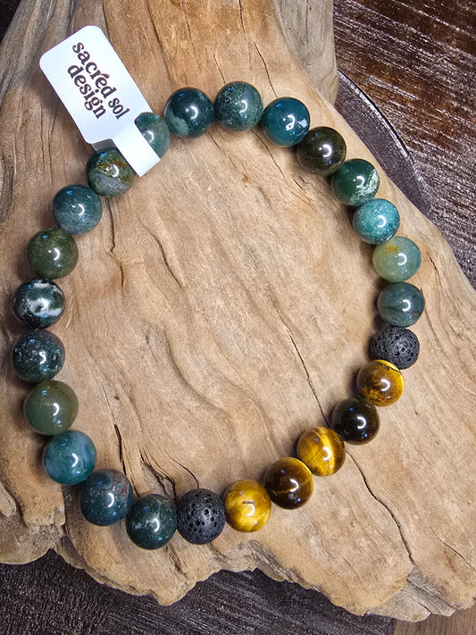 Tiger Eye + Indian Agate Men’s Gemstone Bracelet My Store