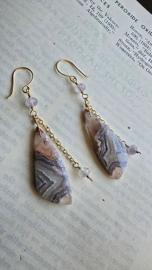 Painted Canyon Statement Earrings | Crazy Lace Agate & Fluorite Sacred Sol Design