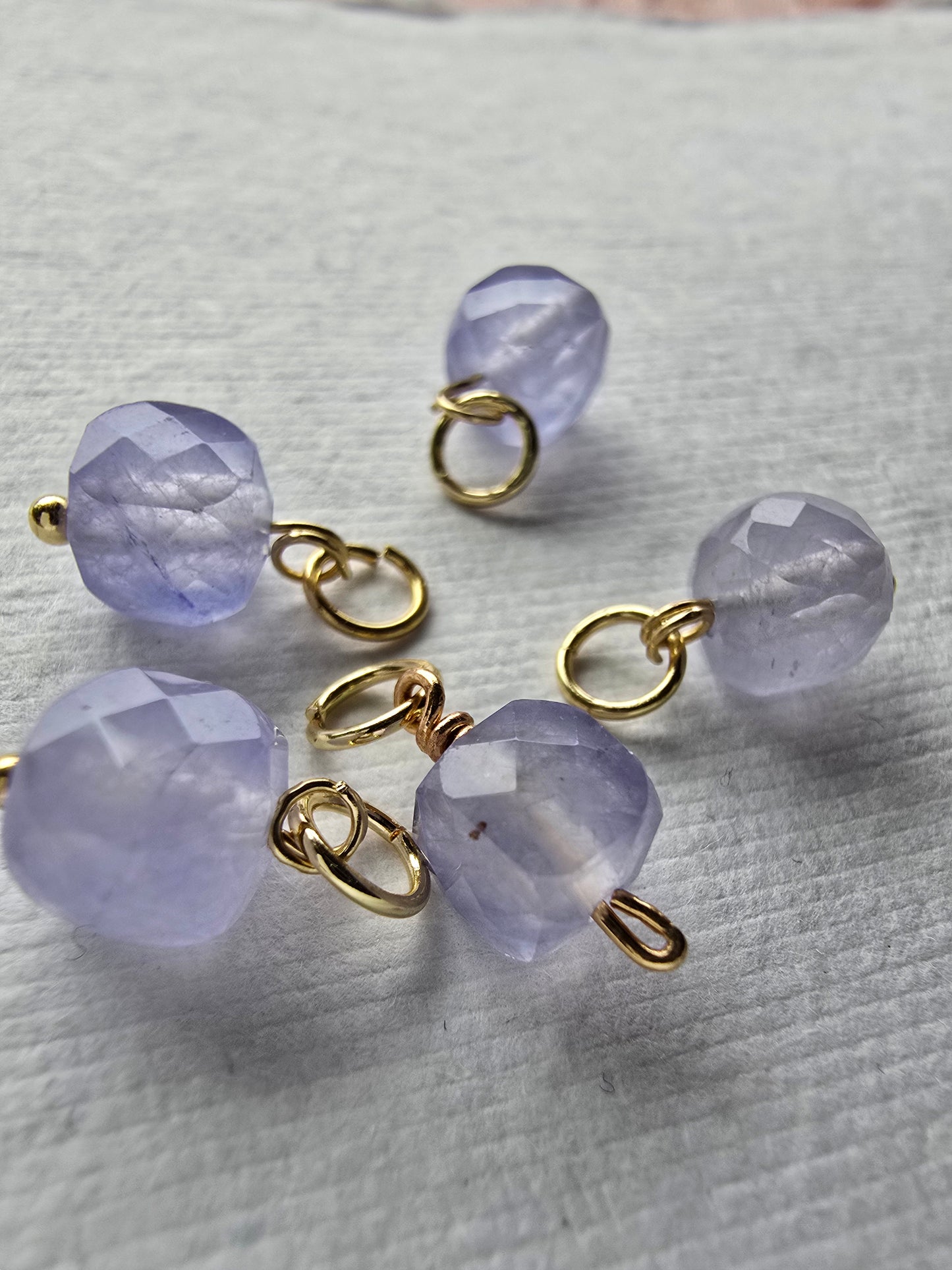 Lavender Chalcedony Faceted Cube Drops Sacred Sol Design