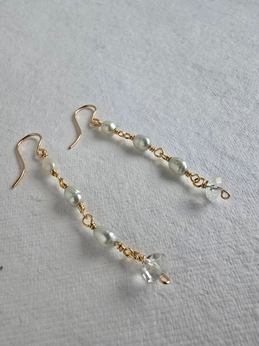 Aquamarine Pearl Drop Earrings