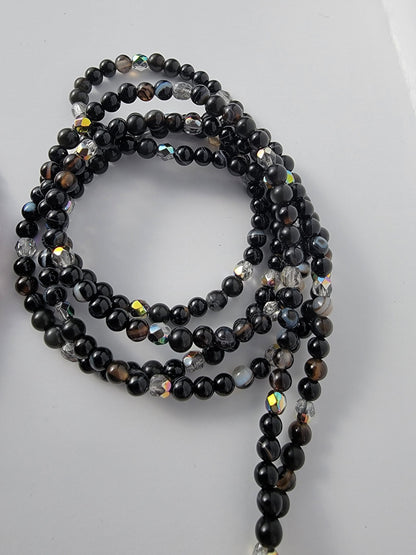 Dainty Black Sardonyx Gemstone Lanyard | 4mm Beaded ID Holder | Magnetic Clasp Jewelry Lanyard | Personalized | Handmade