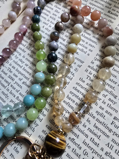 Gemstone Beaded Lanyard: Tiger Eye, Agate, Jade - Magnetic Clasp | Personalized | Handmade
