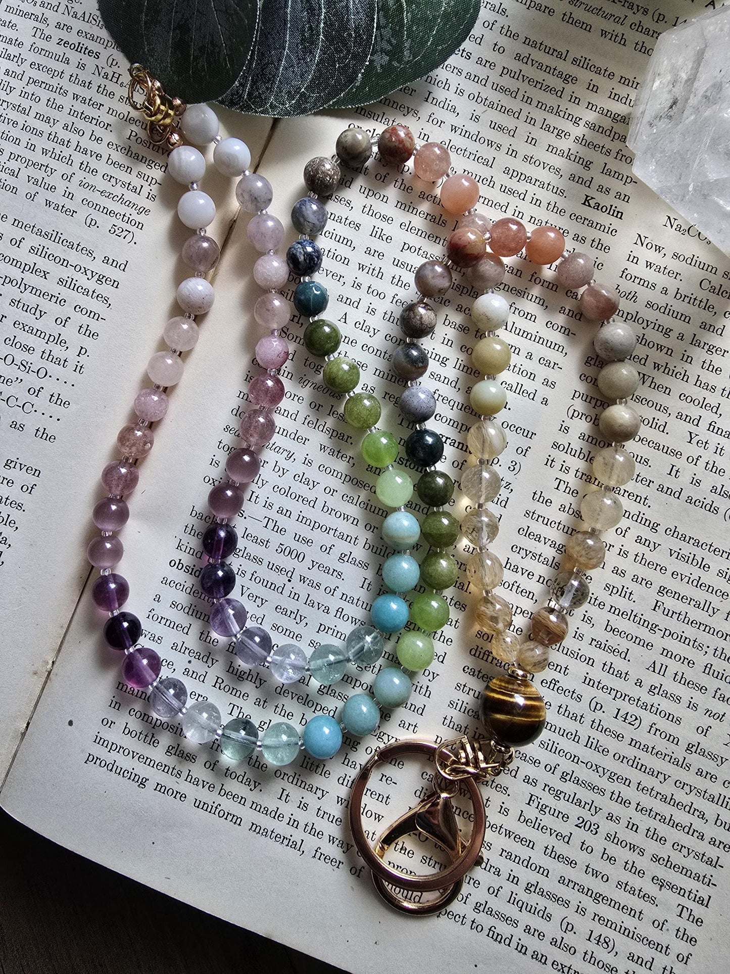 Gemstone Beaded Lanyard: Tiger Eye, Agate, Jade - Magnetic Clasp | Personalized | Handmade