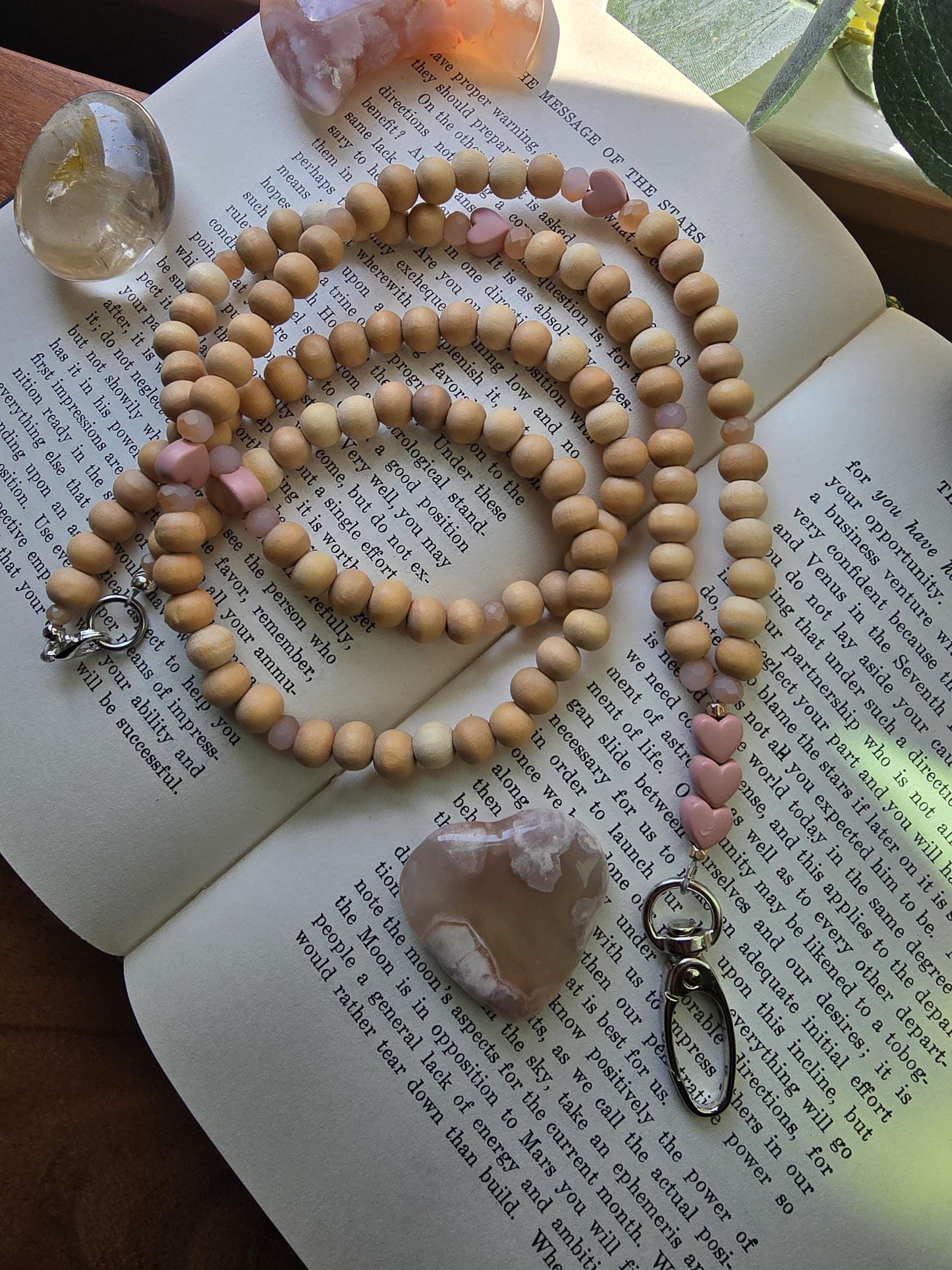 Pink Heart Lanyard | Essential Oil Diffuser Necklace | Cute ID Badge Holder | Magnetic Breakaway Clasp optional | Handmade