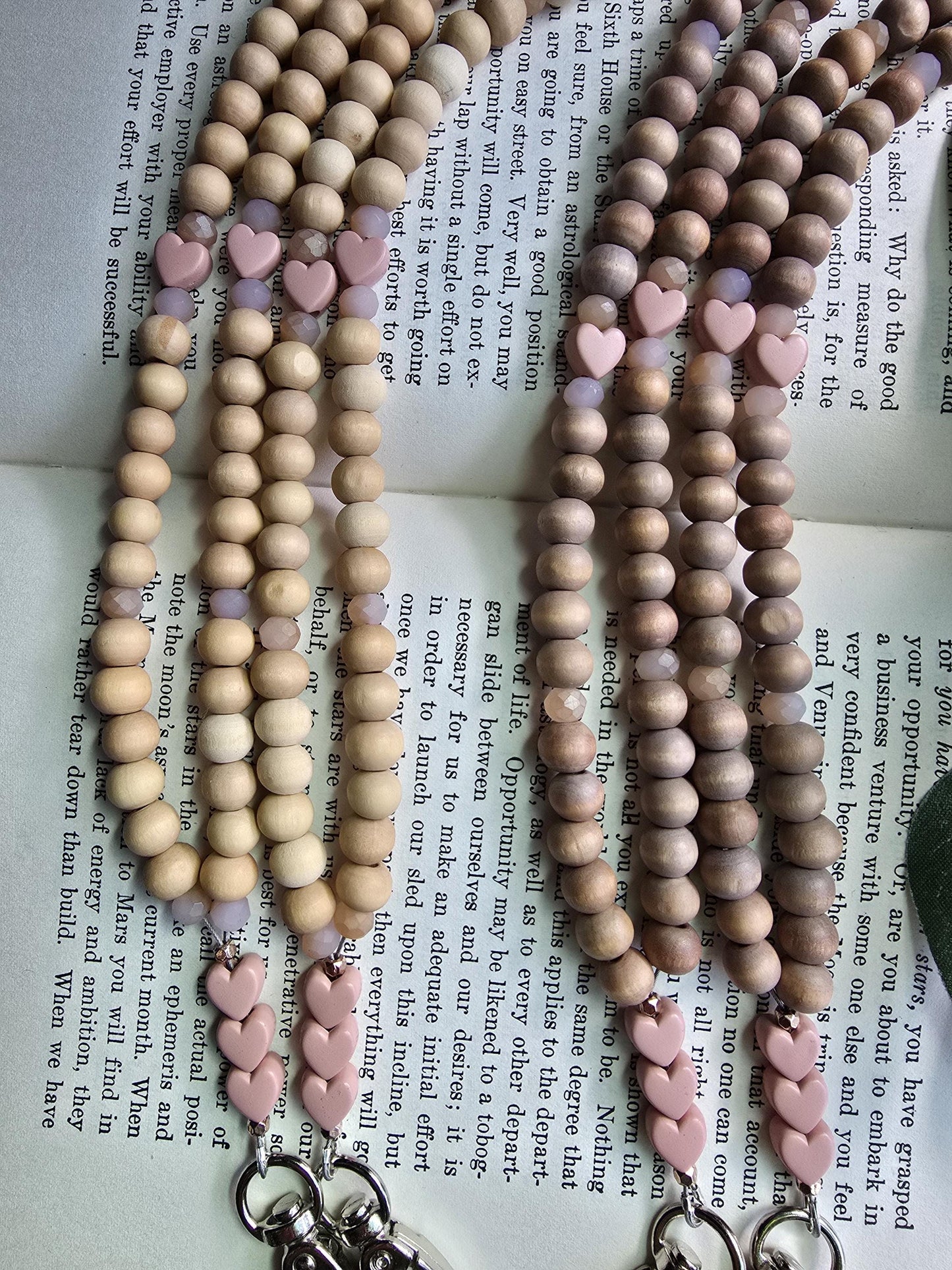 Pink Heart Lanyard | Essential Oil Diffuser Necklace | Cute ID Badge Holder | Magnetic Breakaway Clasp optional | Handmade