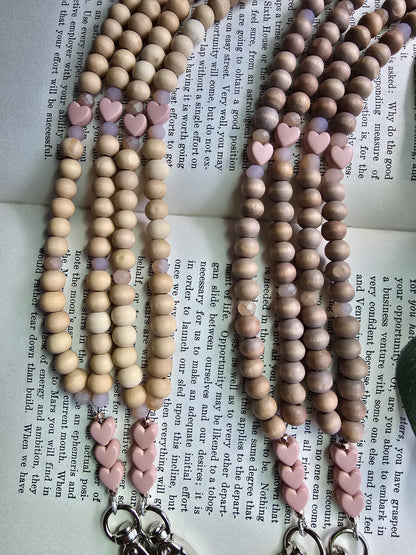 Pink Heart Lanyard | Essential Oil Diffuser Necklace | Cute ID Badge Holder | Magnetic Breakaway Clasp optional | Handmade