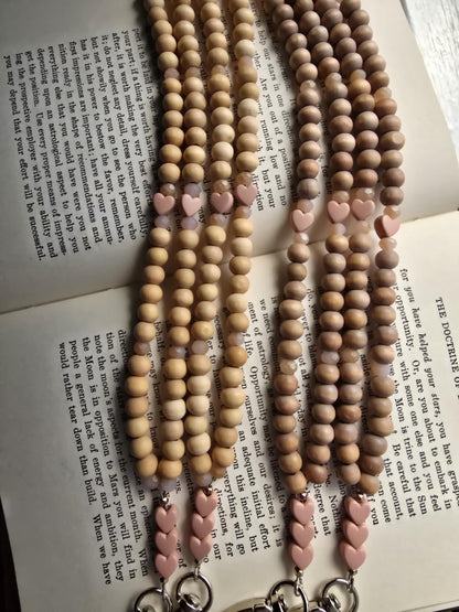 Pink Heart Lanyard | Essential Oil Diffuser Necklace | Cute ID Badge Holder | Magnetic Breakaway Clasp optional | Handmade