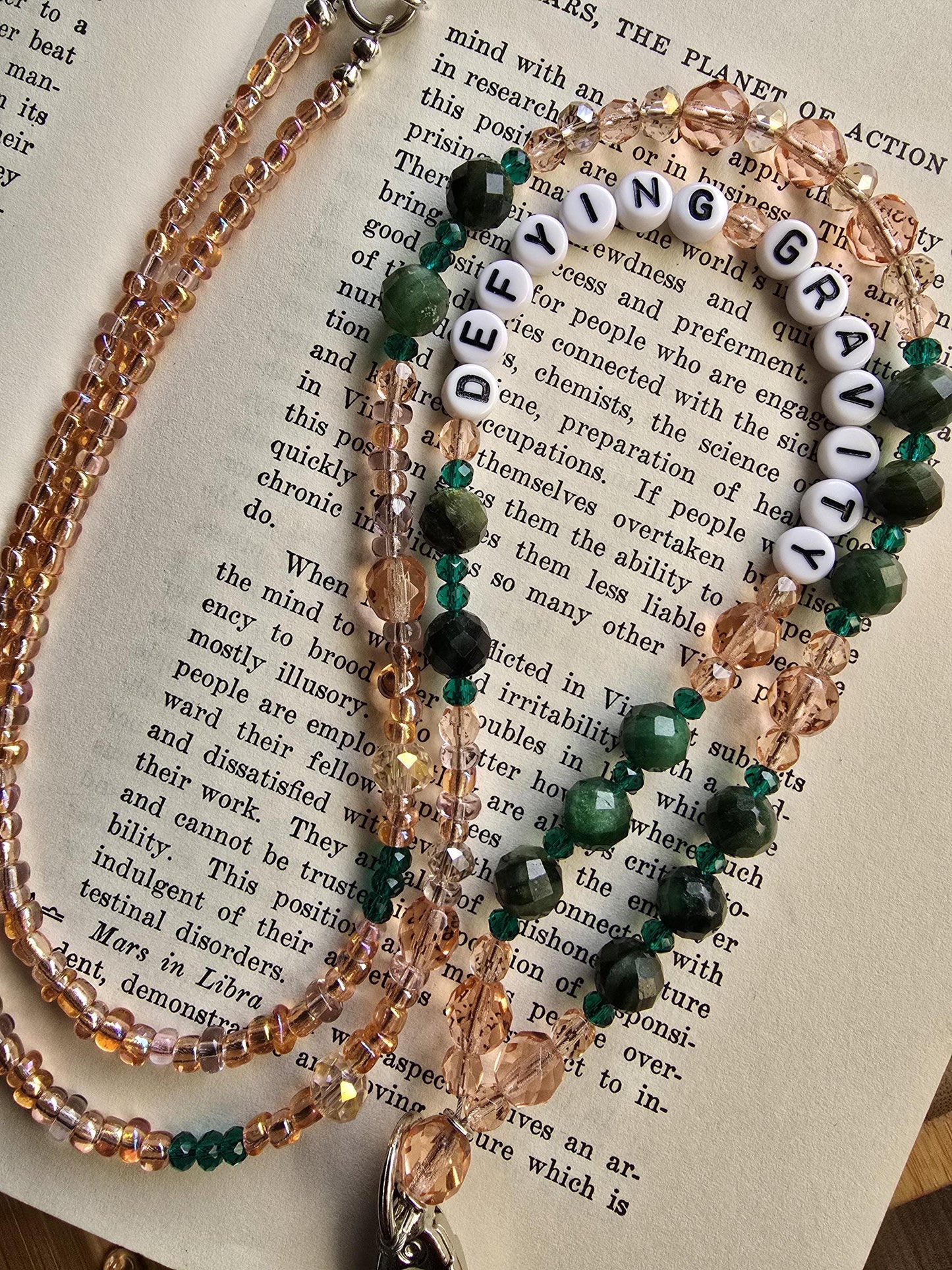 Defying Gravity Lanyard | Wicked Musical Fan Gift | Pink and Green Beaded Lanyard | Handmade