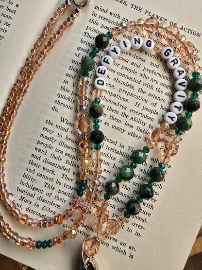 Defying Gravity Lanyard | Wicked Musical Fan Gift | Pink and Green Beaded Lanyard | Handmade