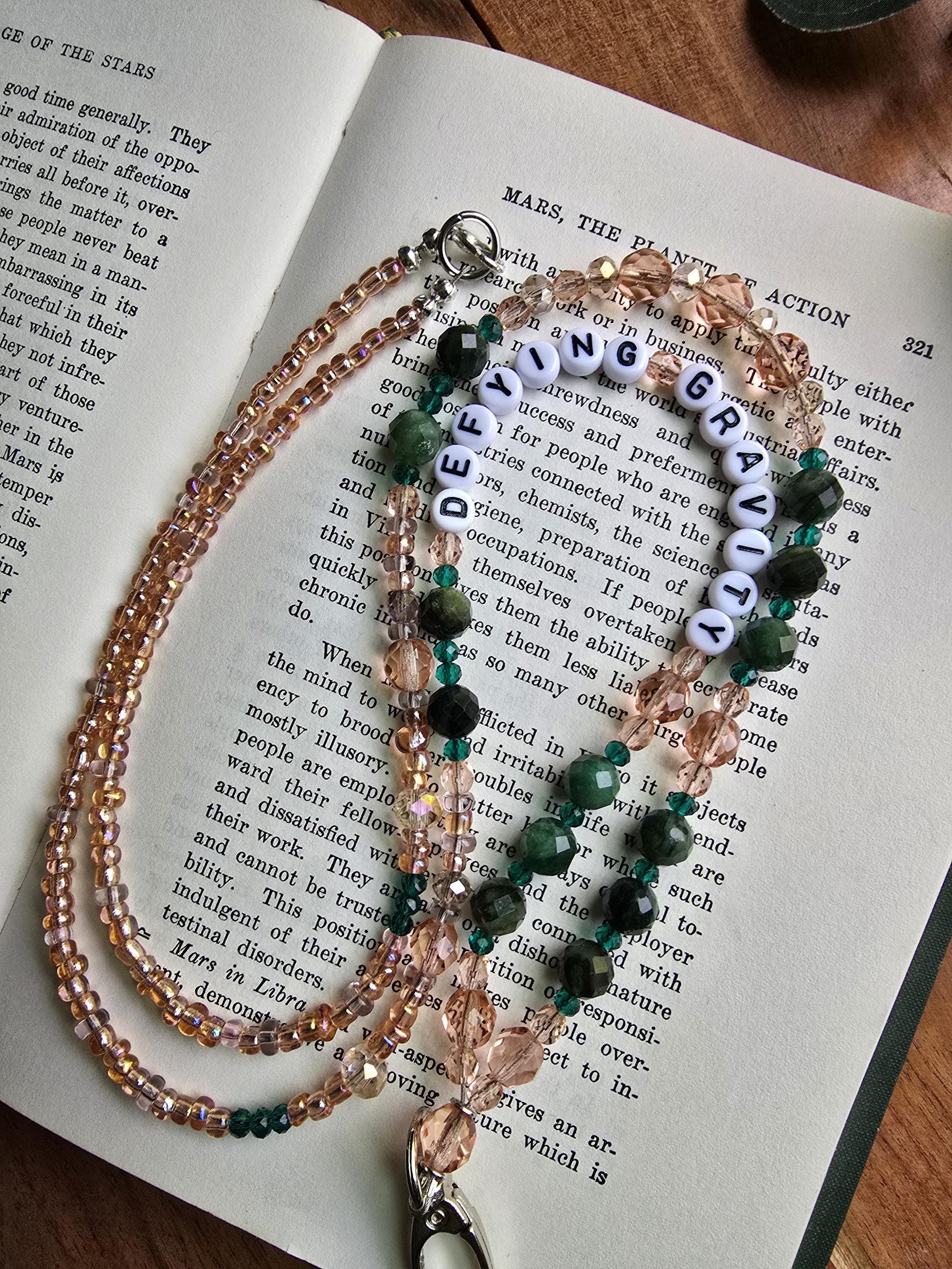 Defying Gravity Lanyard | Wicked Musical Fan Gift | Pink and Green Beaded Lanyard | Handmade