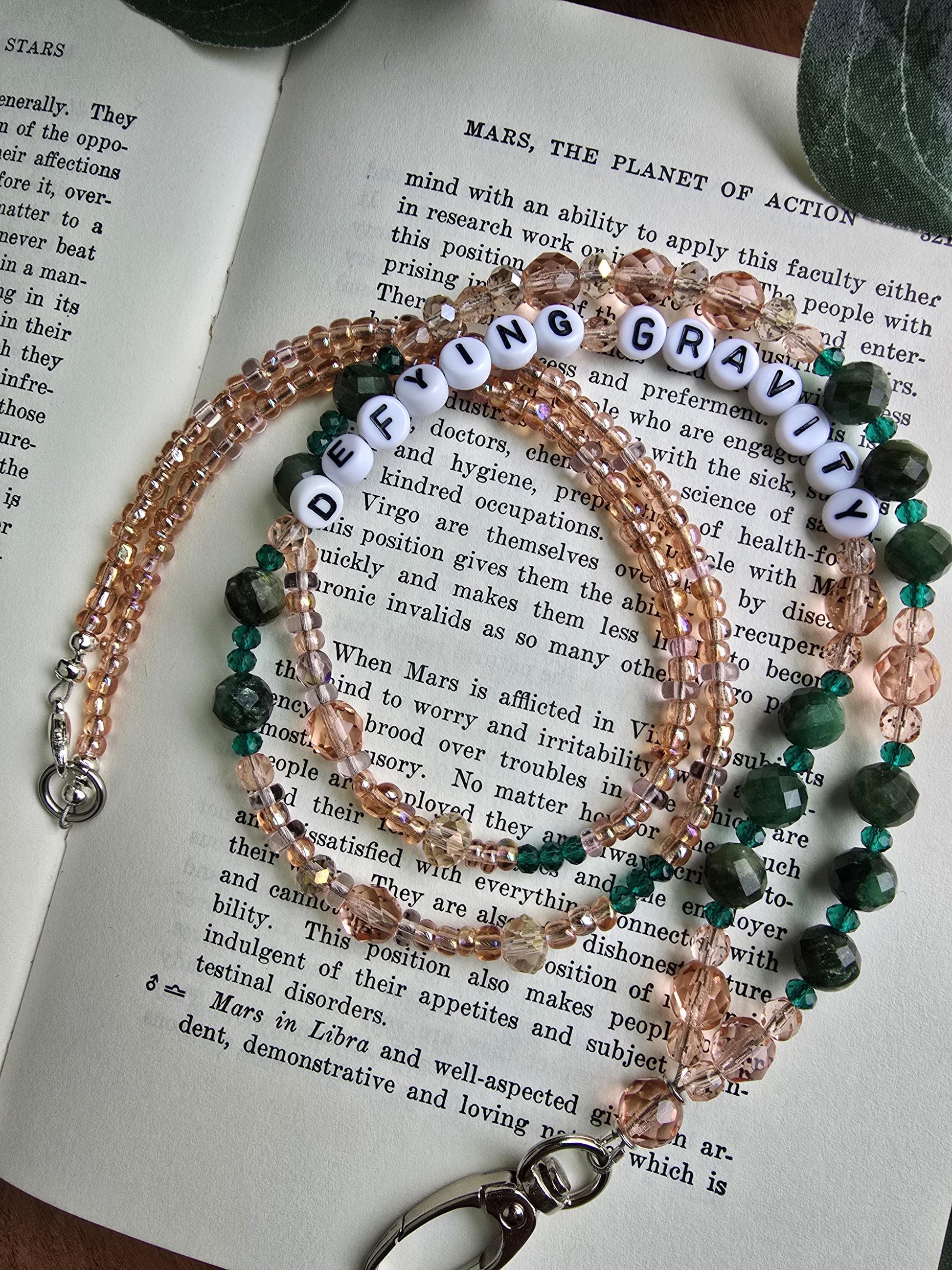 Defying Gravity Lanyard | Wicked Musical Fan Gift | Pink and Green Beaded Lanyard | Handmade