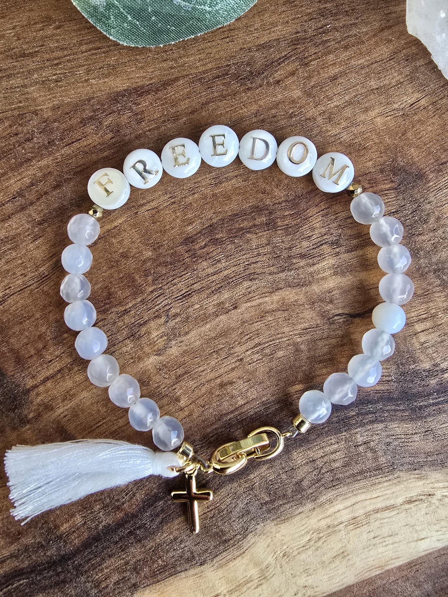 Charlie Kirk Freedom Bracelet | Handmade | Classy Patriotic Solidarity Jewelry | Agate & Hematite Gemstone