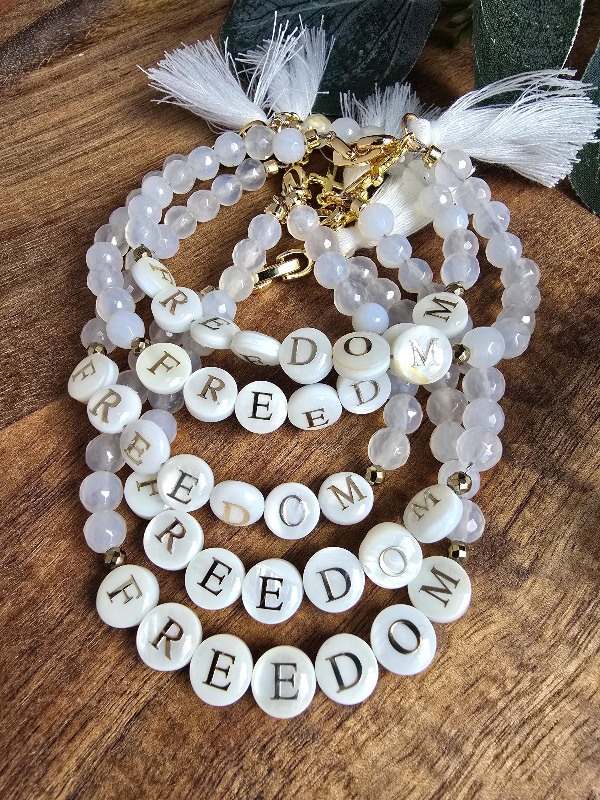 Charlie Kirk Freedom Bracelet | Handmade | Classy Patriotic Solidarity Jewelry | Agate & Hematite Gemstone