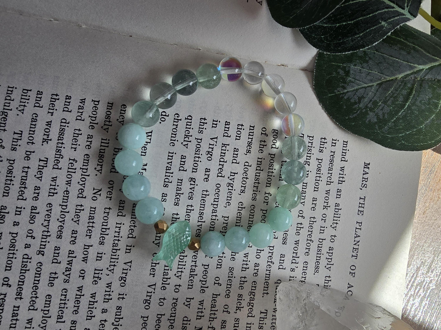 Green Fish Bracelet | Sea Green Gemstone Jewelry | Pisces Gift | Stackable Gemstone Bracelet | Gemstone Healing Bracelet | Handmade