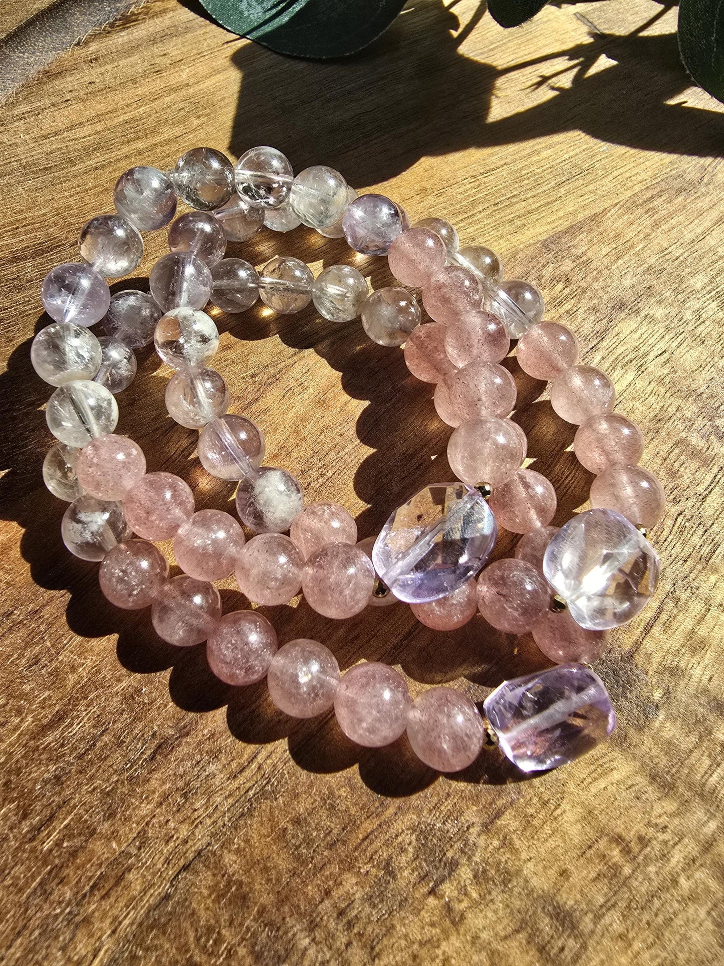 Ametrine, Amethyst, Strawberry Quartz Gemstone Bracelet| Stackable Gemstone Bracelet | Gemstone Healing Bracelet | Handmade