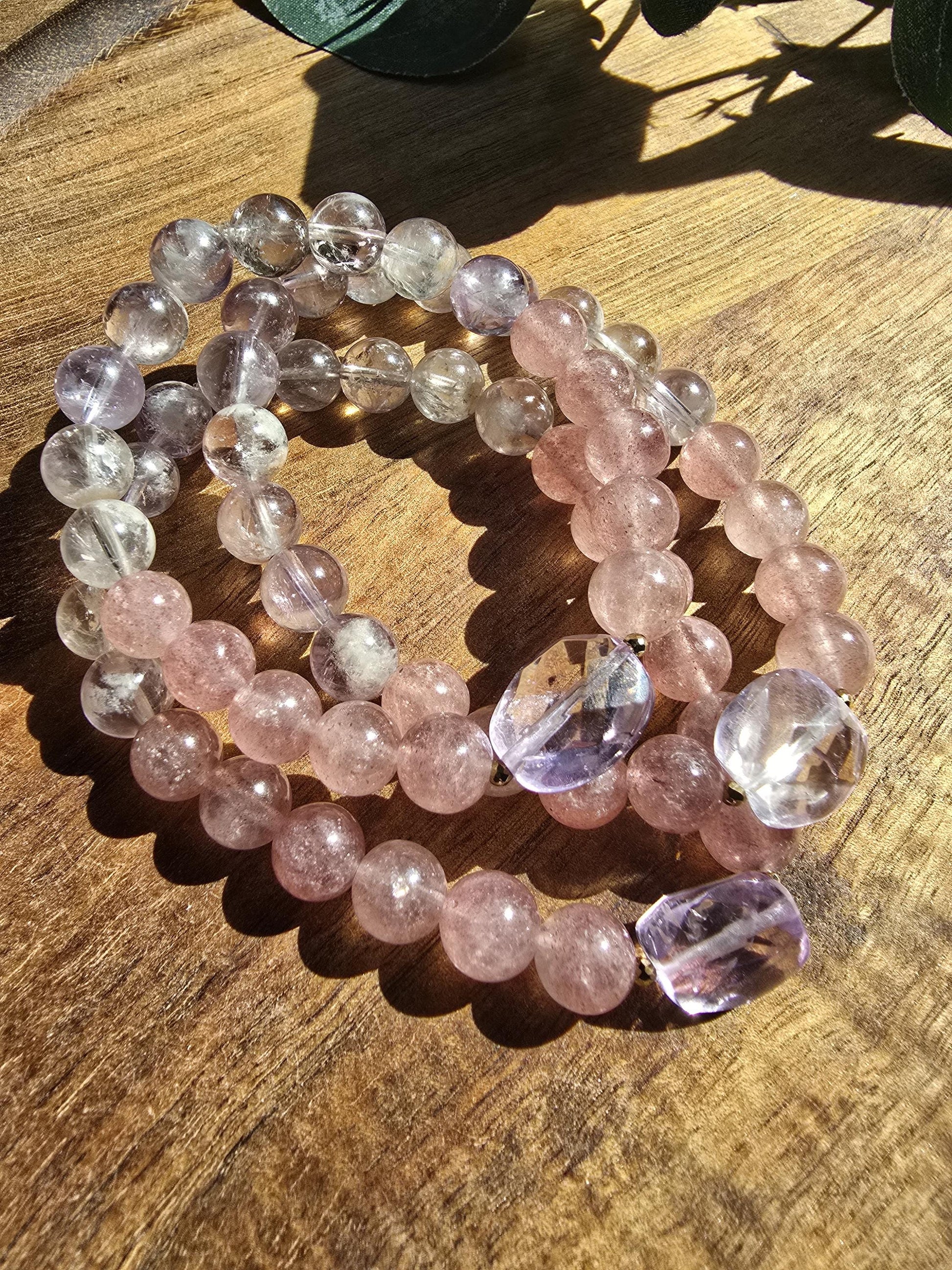 Ametrine, Amethyst, Strawberry Quartz Gemstone Bracelet| Stackable Gemstone Bracelet | Gemstone Healing Bracelet | Handmade