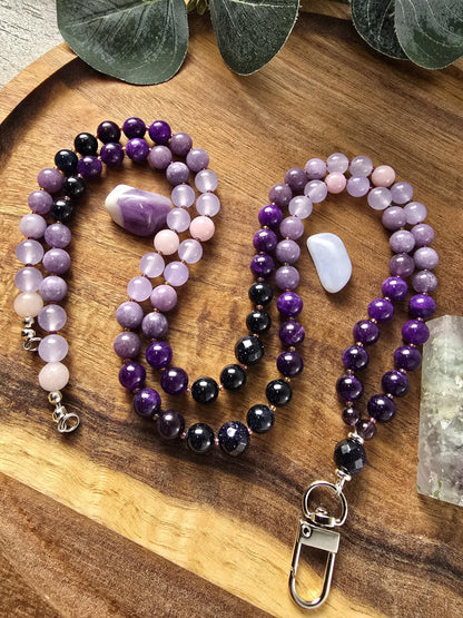 Purple Gradient Beaded Lanyard | 20 inch | Handmade & Personalized | Intuition Lanyard