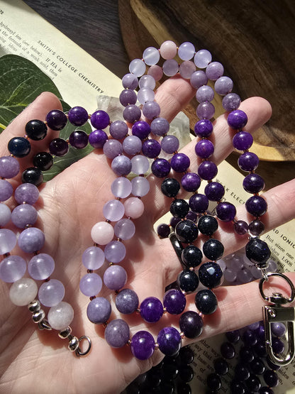 Purple Gradient Beaded Lanyard | 20 inch | Handmade & Personalized | Intuition Lanyard