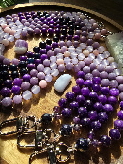 Purple Gradient Beaded Lanyard | 20 inch | Handmade & Personalized | Intuition Lanyard