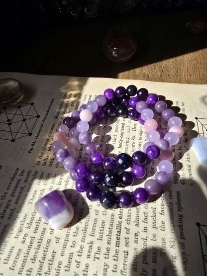 Intuition Bracelet | Gemstone Bracelet | Gemstone Healing Bracelet | Kunzite, Chalcedony, Amethyst, Goldstone, Sapphire, Angelite | Handmade