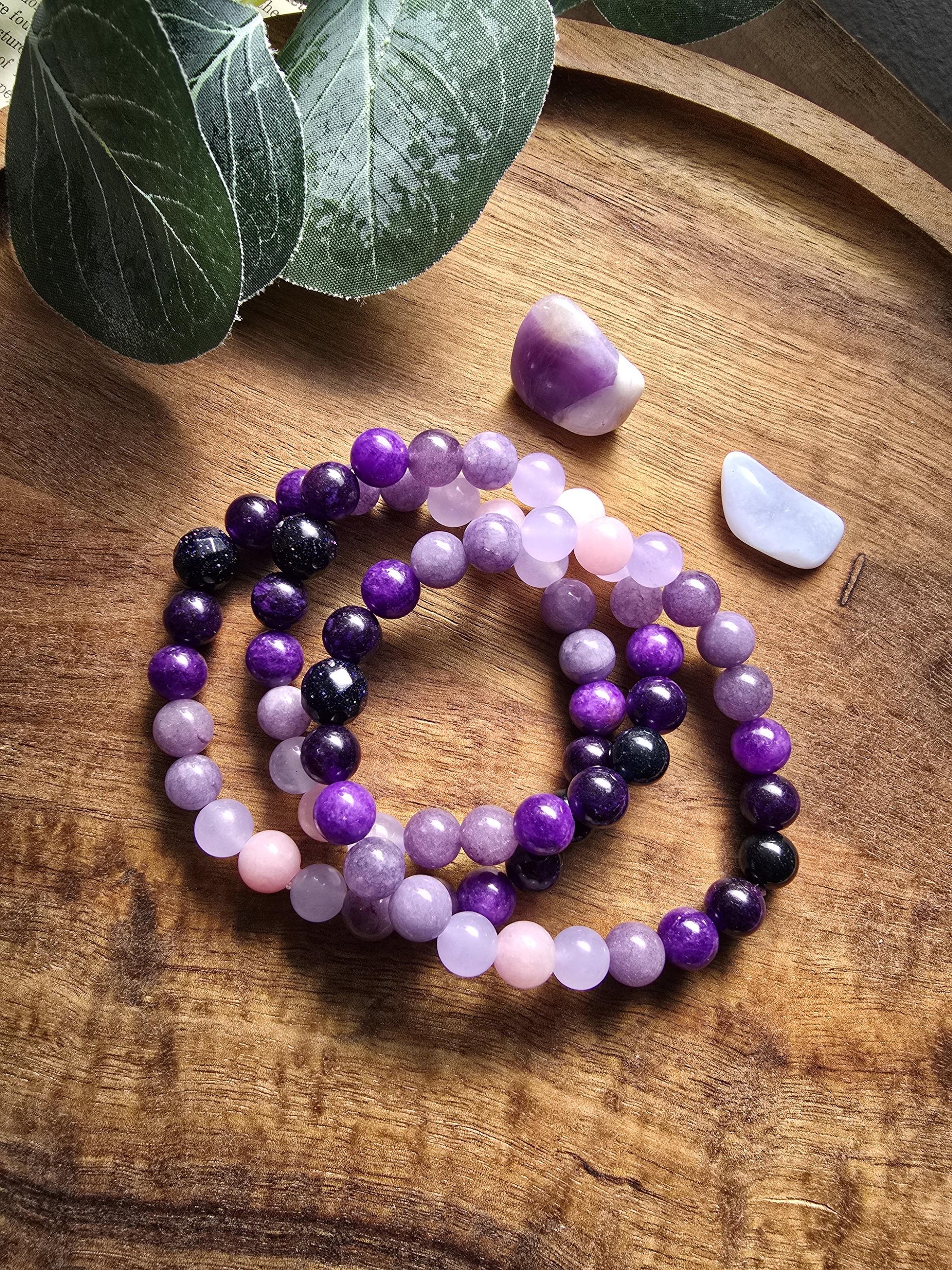 Intuition Bracelet | Gemstone Bracelet | Gemstone Healing Bracelet | Kunzite, Chalcedony, Amethyst, Goldstone, Sapphire, Angelite | Handmade