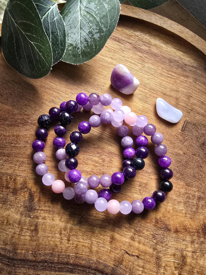 Intuition Bracelet | Gemstone Bracelet | Gemstone Healing Bracelet | Kunzite, Chalcedony, Amethyst, Goldstone, Sapphire, Angelite | Handmade