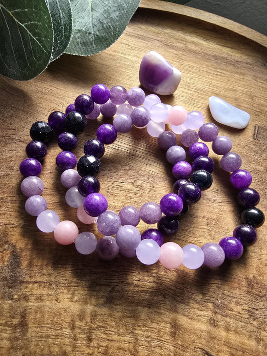 Intuition Bracelet | Gemstone Bracelet | Gemstone Healing Bracelet | Kunzite, Chalcedony, Amethyst, Goldstone, Sapphire, Angelite | Handmade