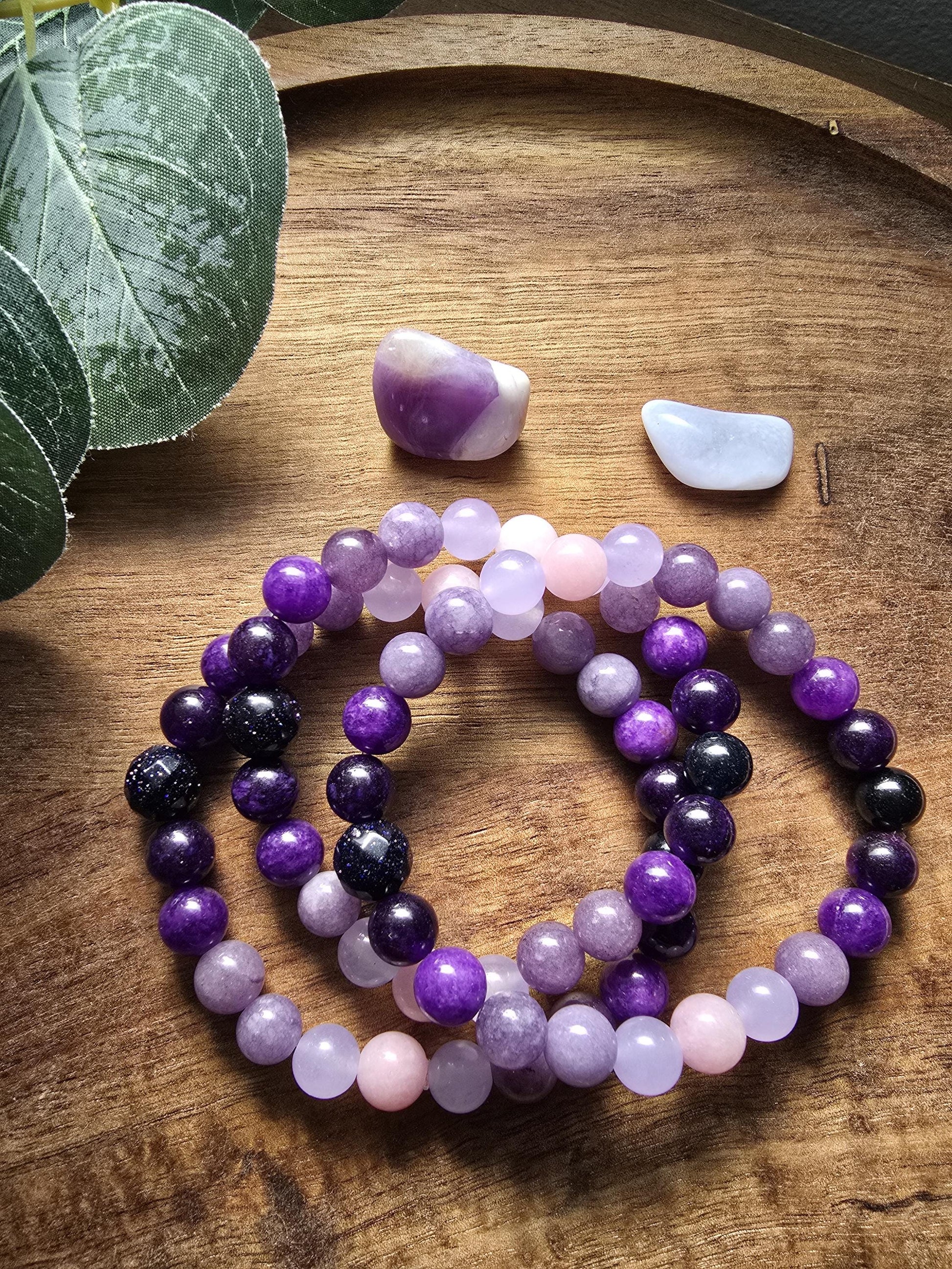 Intuition Bracelet | Gemstone Bracelet | Gemstone Healing Bracelet | Kunzite, Chalcedony, Amethyst, Goldstone, Sapphire, Angelite | Handmade