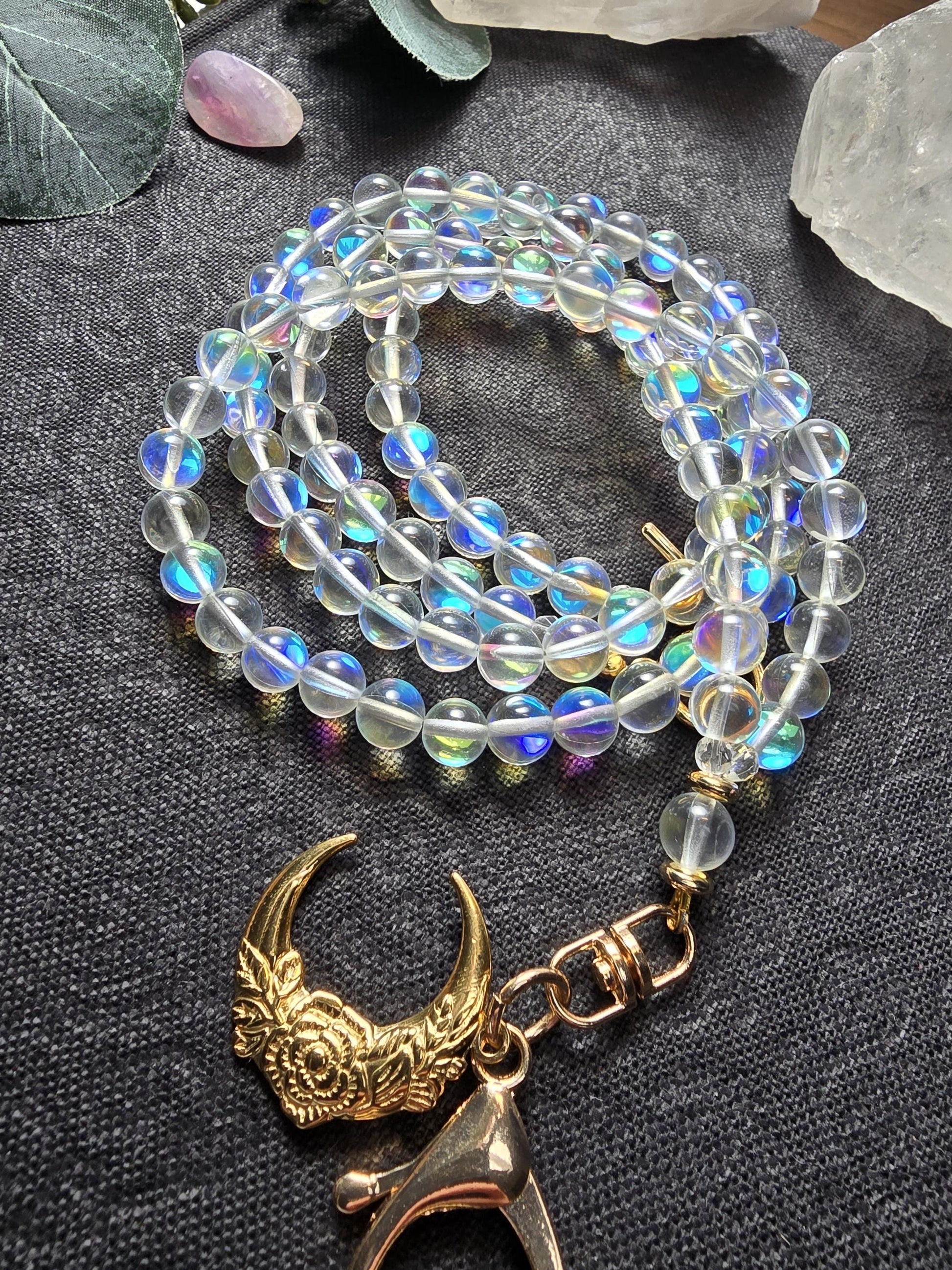 Iridescent Beaded Lanyard | Personalized | Bookish Lanyard | Witchy gift | Handmade