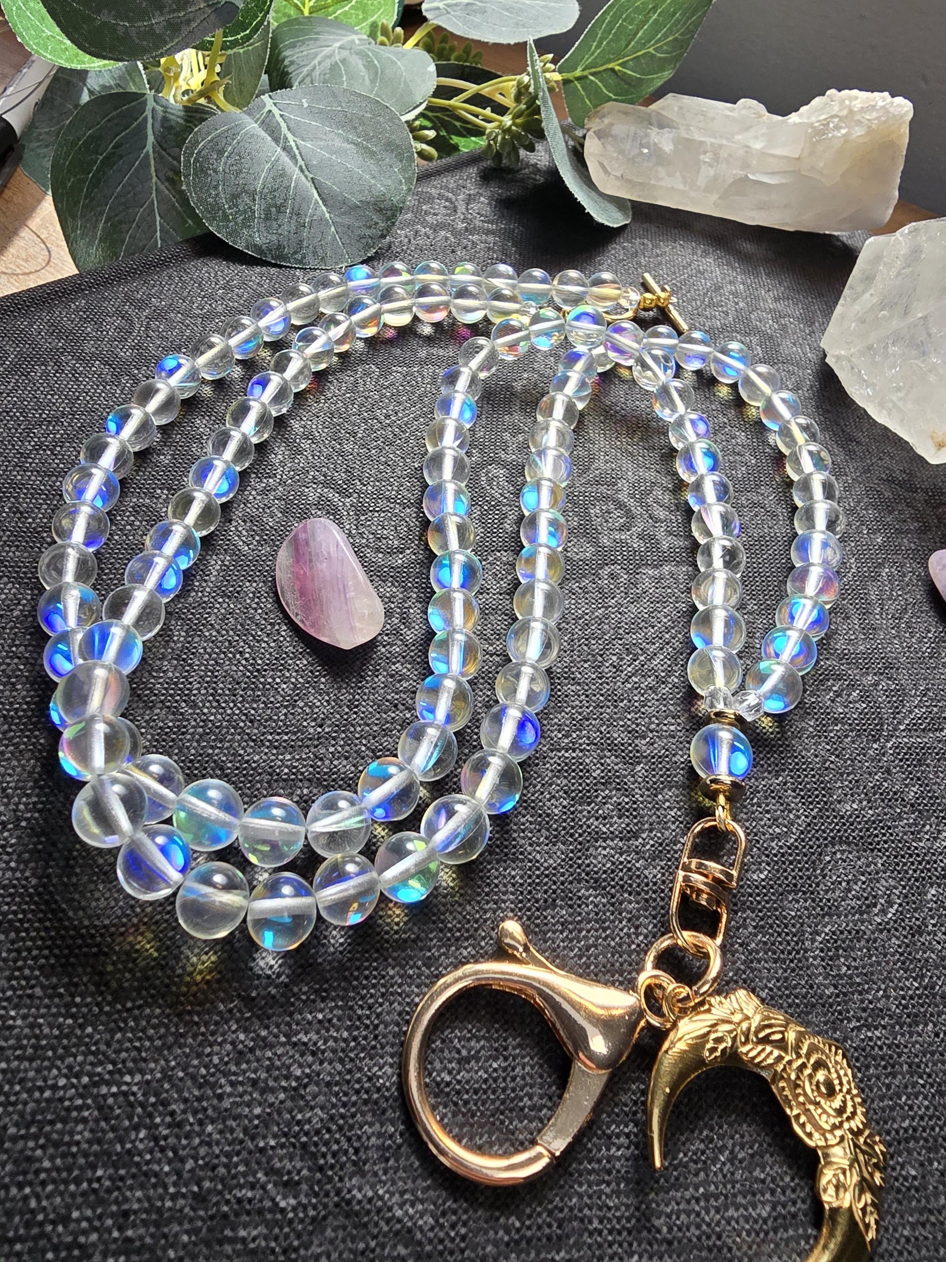 Iridescent Beaded Lanyard | Personalized | Bookish Lanyard | Witchy gift | Handmade