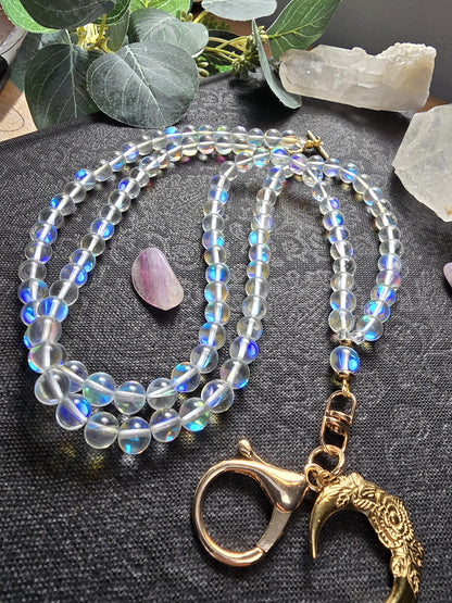 Iridescent Beaded Lanyard | Personalized | Bookish Lanyard | Witchy gift | Handmade