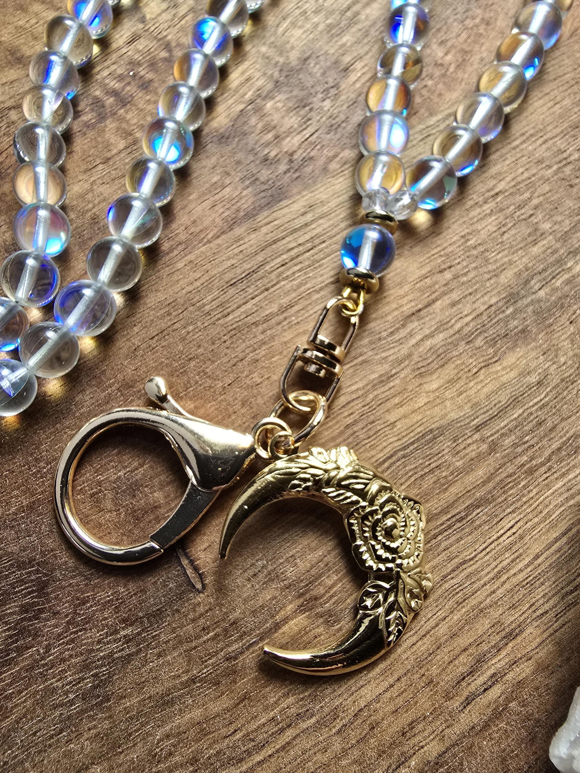 Iridescent Beaded Lanyard | Personalized | Bookish Lanyard | Witchy gift | Handmade