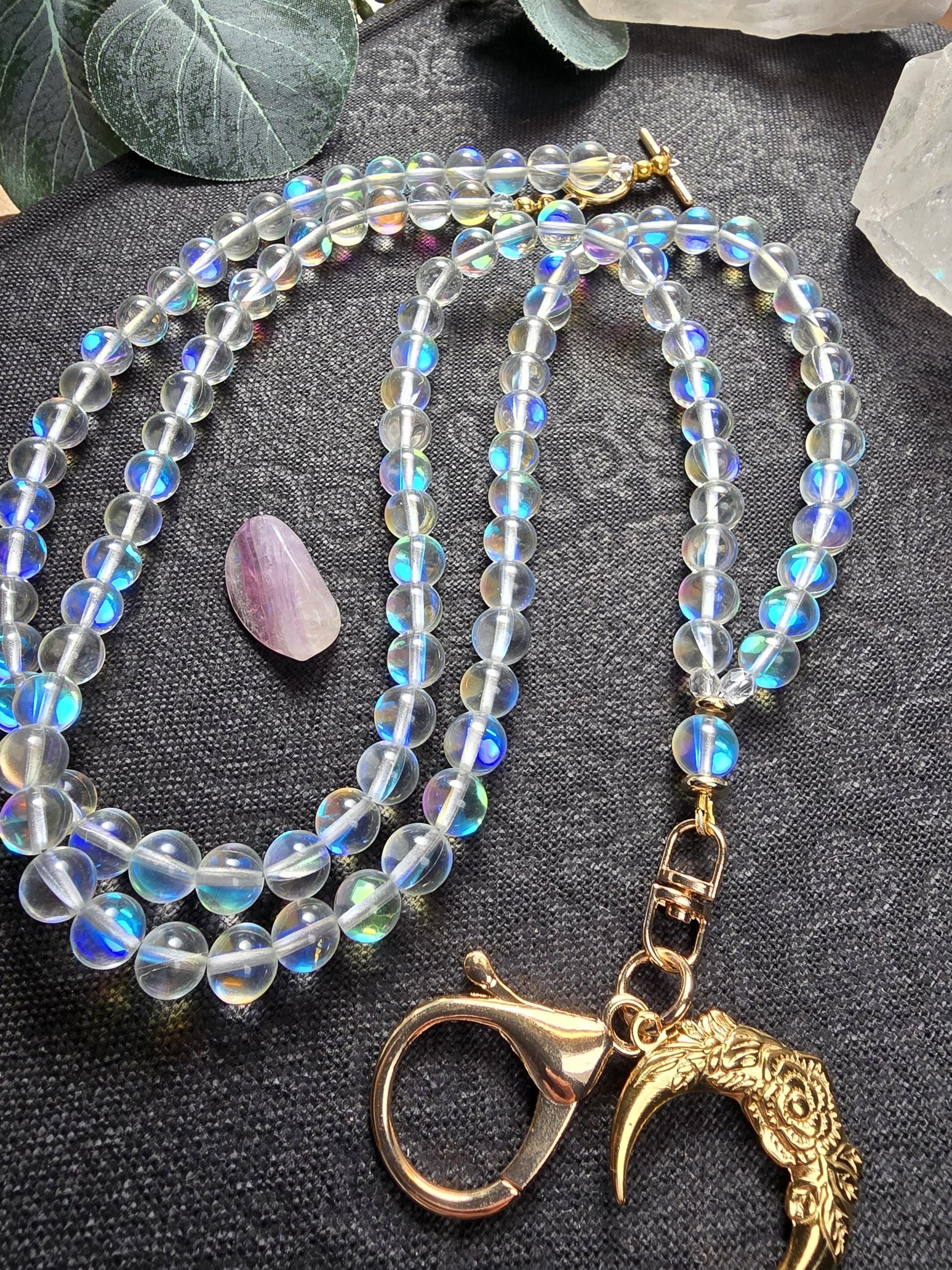 Iridescent Beaded Lanyard | Personalized | Bookish Lanyard | Witchy gift | Handmade