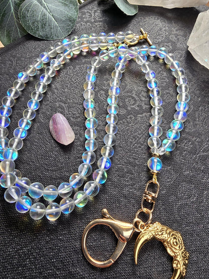 Iridescent Beaded Lanyard | Personalized | Bookish Lanyard | Witchy gift | Handmade