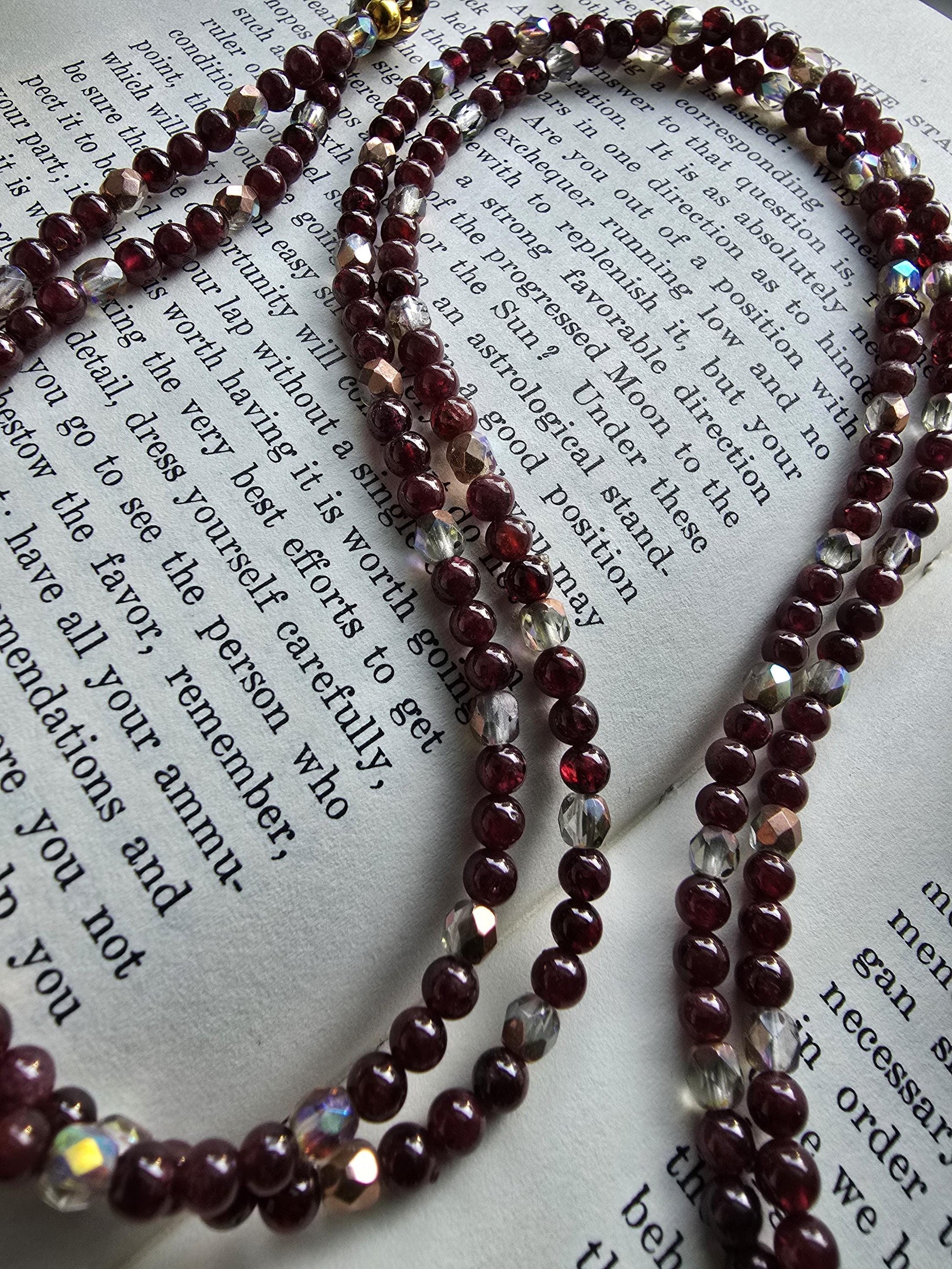 Dainty Garnet Gemstone Lanyard | 4mm Beaded ID Holder | Magnetic Clasp Jewelry Lanyard | Personalized | Handmade