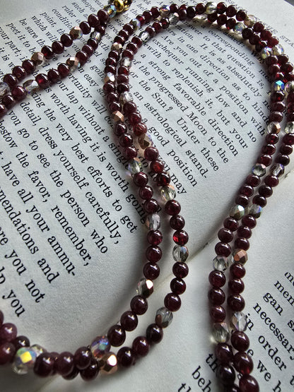 Dainty Garnet Gemstone Lanyard | 4mm Beaded ID Holder | Magnetic Clasp Jewelry Lanyard | Personalized | Handmade