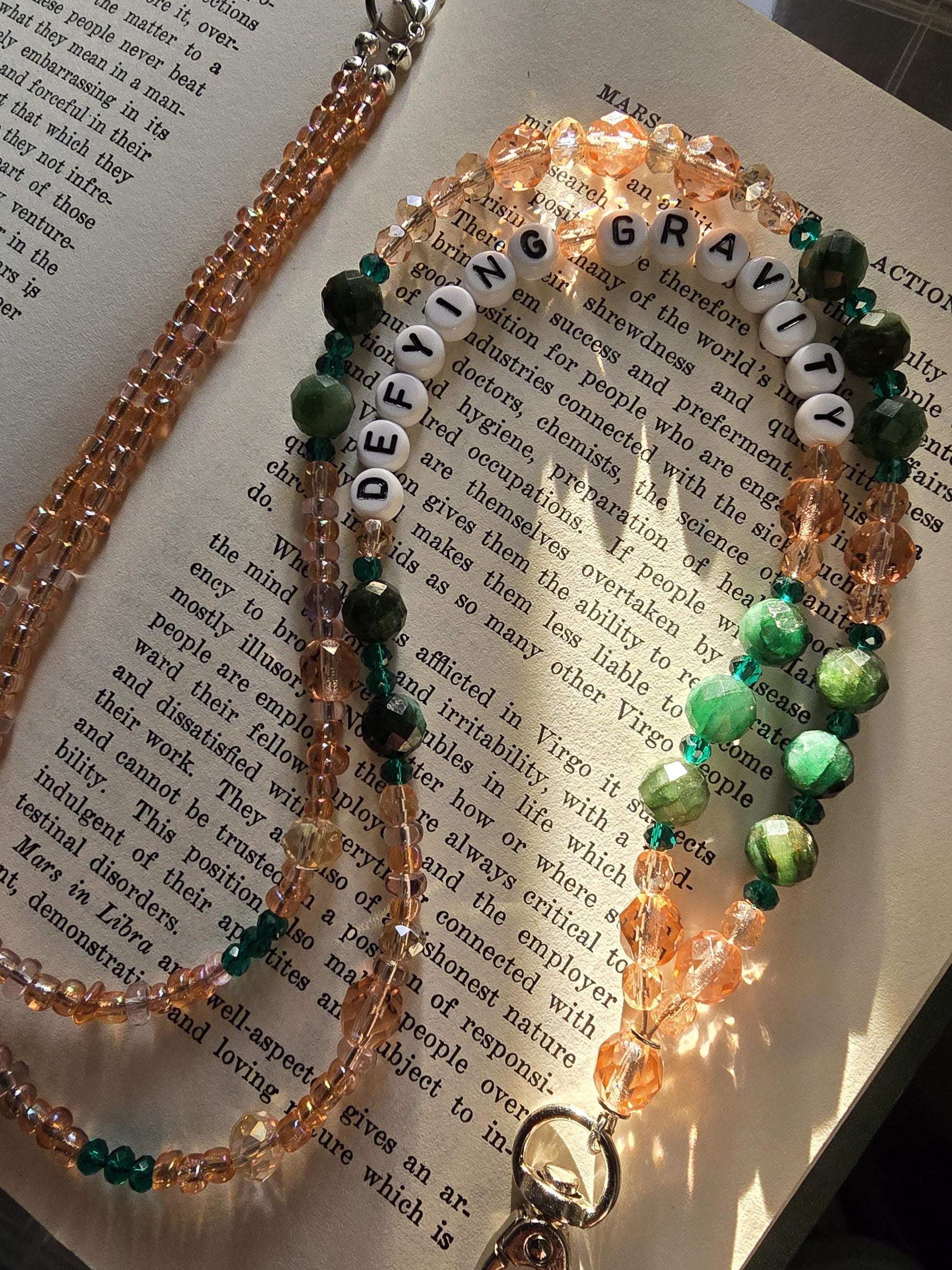 Defying Gravity Lanyard | Wicked Musical Fan Gift | Pink and Green Beaded Lanyard | Handmade