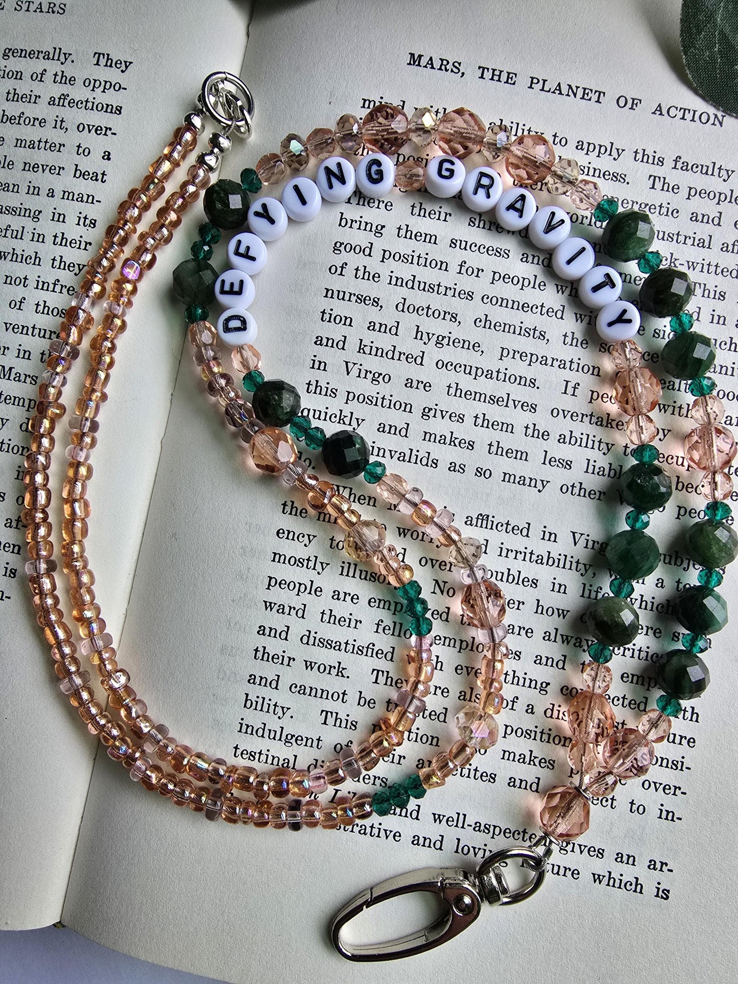Defying Gravity Lanyard | Wicked Musical Fan Gift | Pink and Green Beaded Lanyard | Handmade