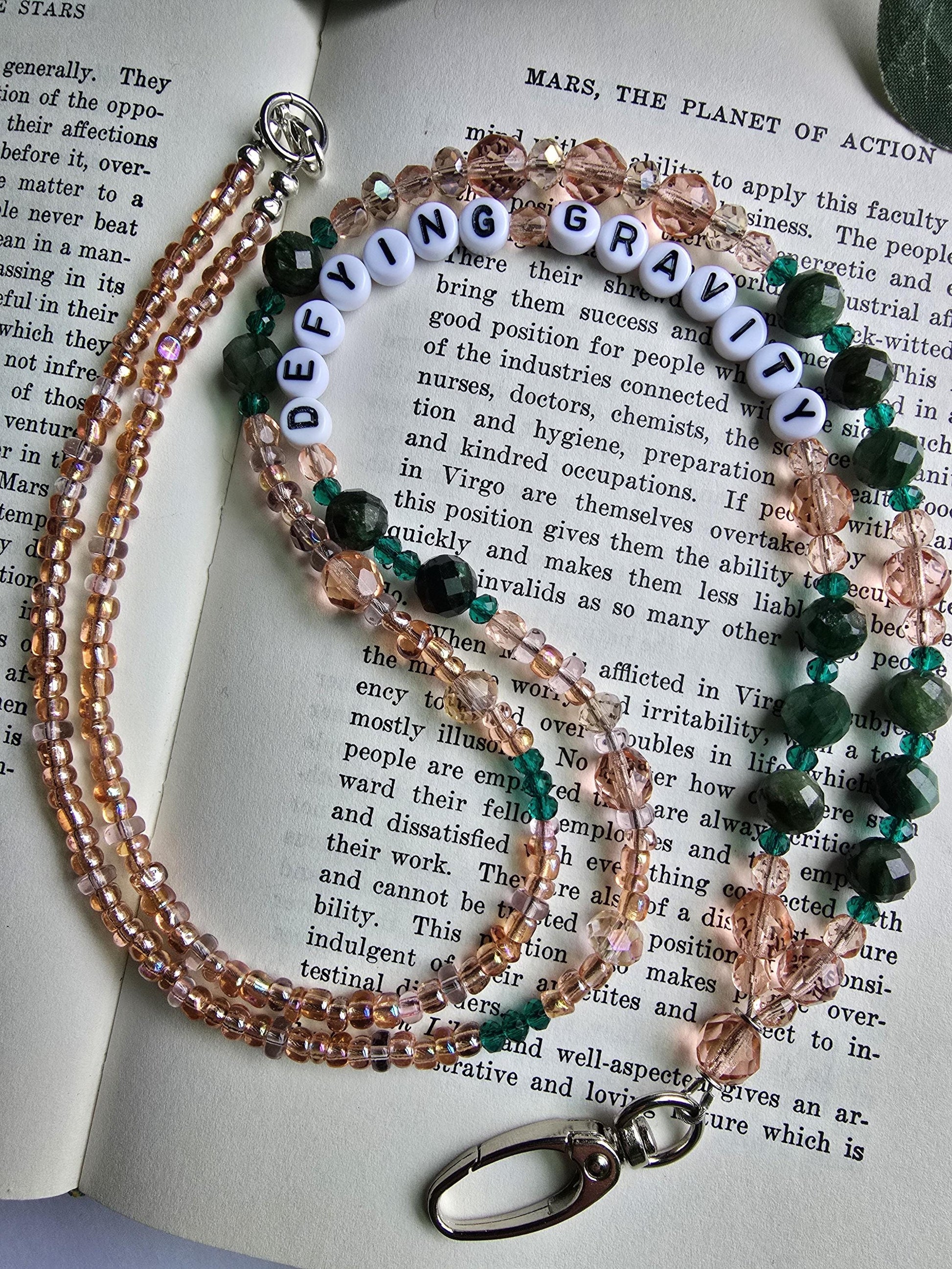 Defying Gravity Lanyard | Wicked Musical Fan Gift | Pink and Green Beaded Lanyard | Handmade